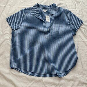 J Crew Factory Striped Popover Blouse